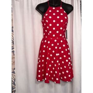 NEW WITH TAGS LADIES City Studio Pink Polka Dot Juniors Halter‎ Dress SIZE 3